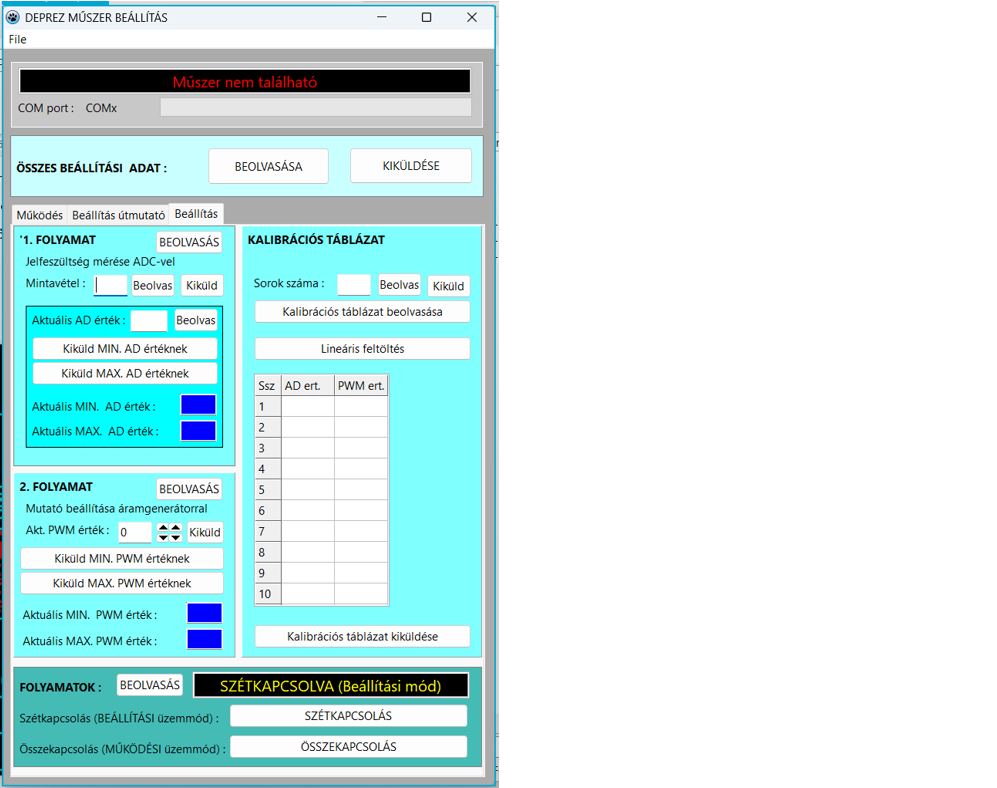 One of the configuration screens :