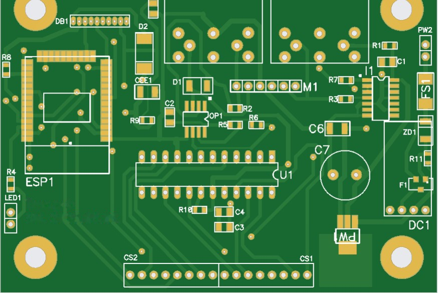 PCB sterownika – projekt przed montażem; nazwisko i data ukryte